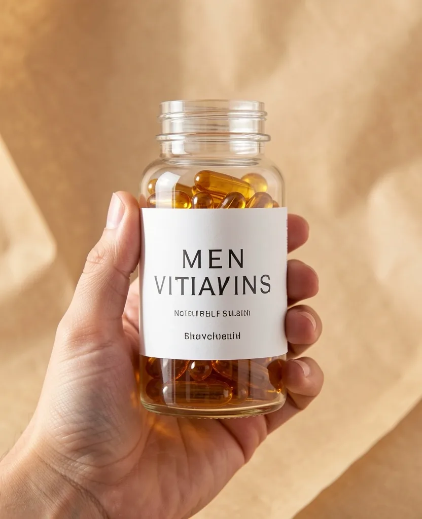 Natural supplement bottle with capsules